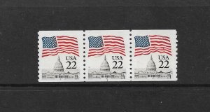 US Stamps: #2115a; 22c Flag Over Capitol Coil (Narrow Tag); PNC3 #1; MNH
