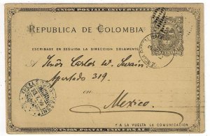 Colombia 1899 Agency Panama cancel on postal card to MEXICO