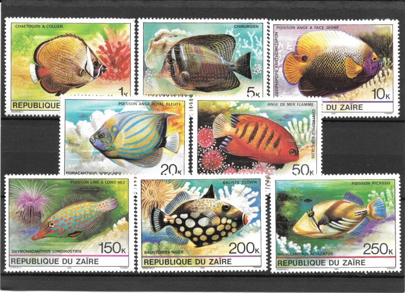 ZAIRE MNH SET SC#974-981 TROPICAL FISH SCV$7.15 VERY NICE SET