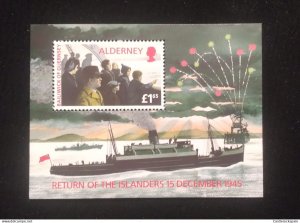 O) 1995 ALDERNEY, RETURN  OF THE ISLANDERS  1945, STEAMBOAT, MNH