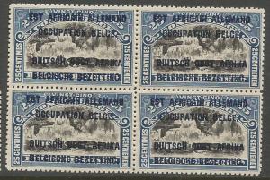 German East Africa Belgian Occupation SC N20 Waterfalls Block of 4 MNH (4csi)