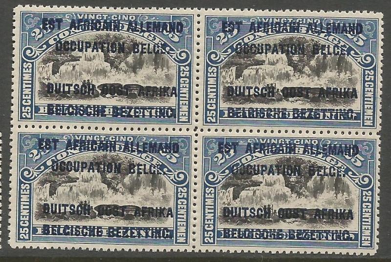 German East Africa Belgian Occupation SC N20 Waterfalls Block of 4 MNH (4csi)