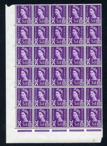 Scotland XS1 3d Cream Paper Cyl 3 no dot Block of 30