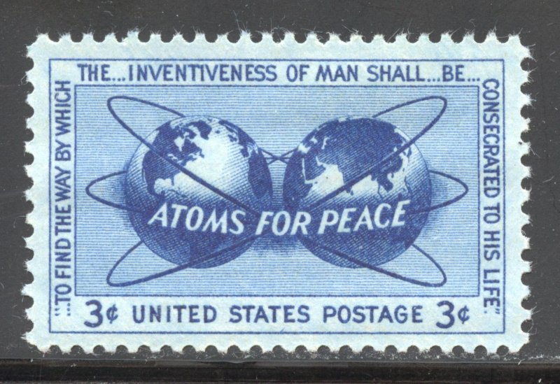 United States Scott 1070 Unused HOG - 1955 Atoms For Peace Issue