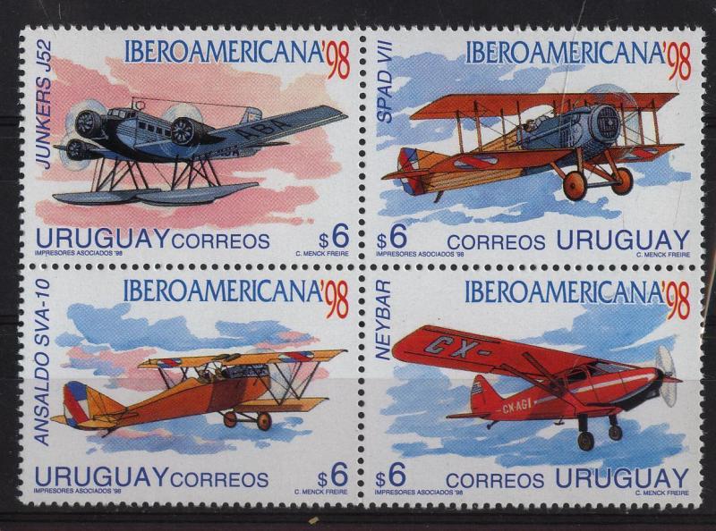 Airplane planes Junkers Ansaldo Neybar aviation  URUGUAY Sc#1741 CV$8  MNH STAMP