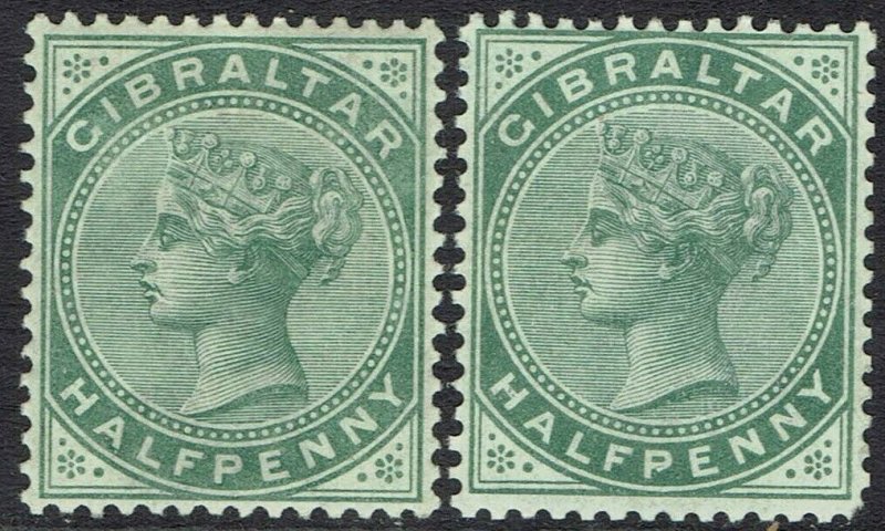 GIBRALTAR 1886  & 1898 QV 1/2D BOTH COLOURS