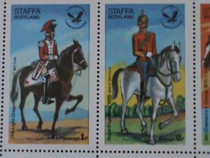 ​STAFFA-SCOTLAND-MILITARY ON HORSE SOLDIERS MNH-SHEET- -EST$12-50% OFF-PROMOTING