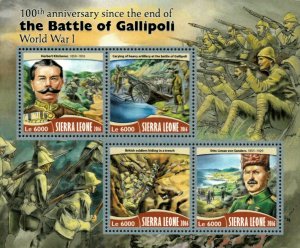 Sierra Leone 2016 - World War I, Battle of Gallipoli, 100 Years - Sheet of 4 MNH 