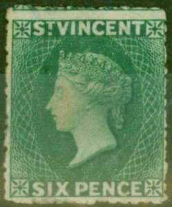 St Vincent 1873 6d Dull Blue-Green SG19 Ave Mtd Mint Scarce