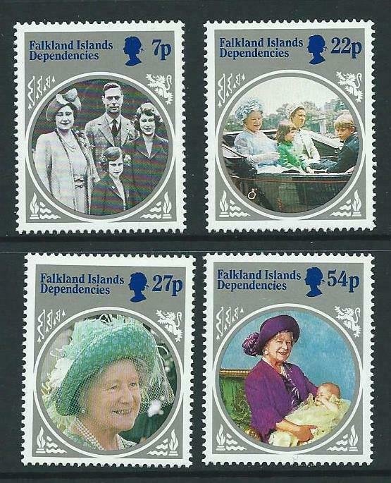 FALKLAND IS.DEP. SG129/32 1985 LIFE & TIMES OF THE QUEEN MOTHER MNH