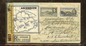 ASCENSION (P0210B) KGVI 6D+4D REGISTER CENSORED COVER TO USA FORWARDED