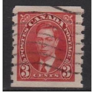 Canada 1937 - Scott 240 coil used - 3c, King George VI 