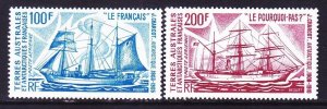 FSAT / TAAF C37-38 MNH 1974 Ship used in Exploring Antarctica Set