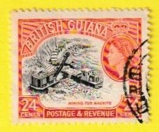 BRITISH GUIANA SCOTT#261 1954 24c BAUXITE MINING - USED