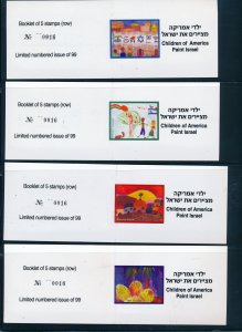 ISRAEL 2006 CHILDREN OF AMERICA PAINTING ISRAEL 4 BOOKLETS W/TAB ROW MNH