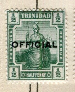 TRINIDAD; 1900s early classic QV Britannia OFFICIAL issue Mint hinged 1/2d.