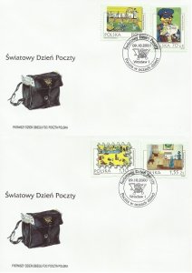 Poland 2000 FDC Stamps Scott 3548-3551 World Post Day Children's Drawings