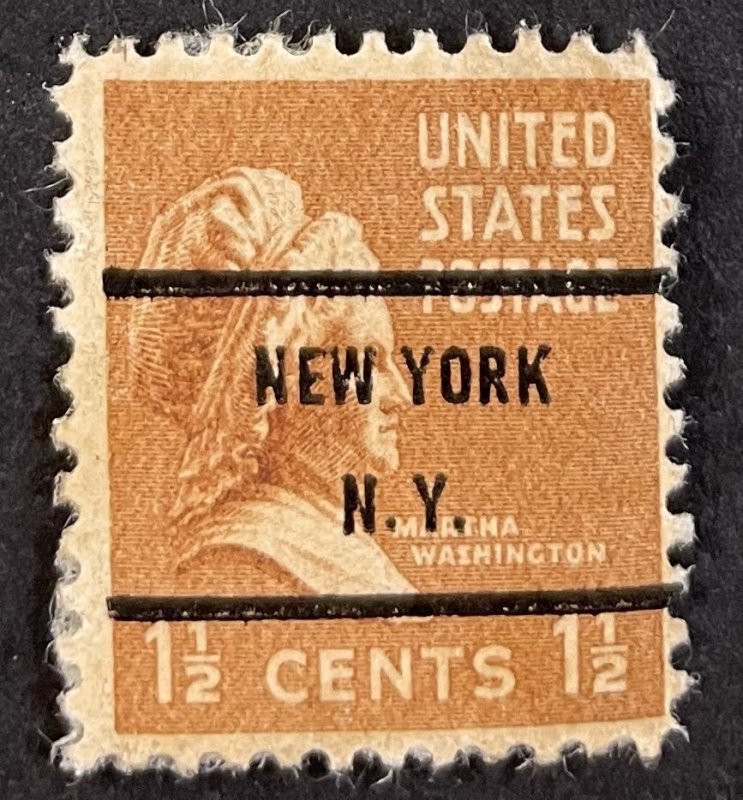 US #805 Used F NEW YORK NY Precancel -1.5c Martha Washington 1938 [B9.6.4]