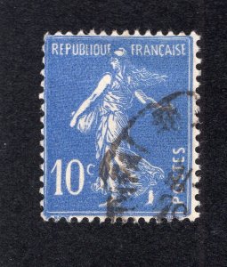 France 1932 10c ultramarine Sower, Scott 164 used, value = 25c