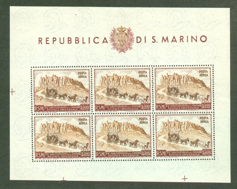 BD: XL item San Marino C75a sheet of 6 mint CV $200