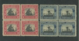 1925 United States Norse-American Postage Stamps #620-621 Mint F/VF Block Set