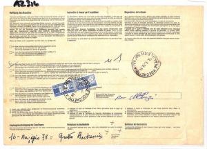 AZ316 1978 Switzerland HIGH VALUES Grenchen *Insured Mail* Card Italy PTS