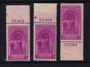 1939 Washington Inauguration Sc 854 MNH matched set plate number 22369 (U