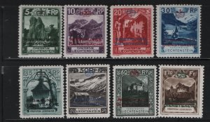 LIECHTENSTEIN O1-O8 (8) set, hinge Remnant, 1932 Regular Issue Overprinted