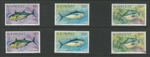 St Vincent, Postage Stamp, #472-474 (2 Each) Mint NH, 1976 Fish, JFZ
