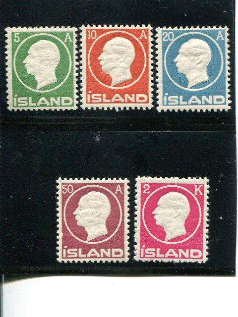 Iceland #92-95, 97 Mint VF NH