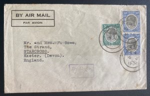 1934 Lin Tanganyika British KUT Airmail Cover To Starcross England