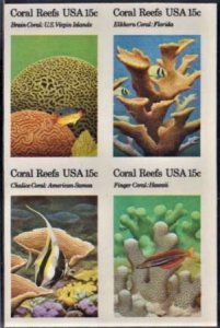 US 1827-30b Error VF NH Coral Reef Imperf Block cv 350.00