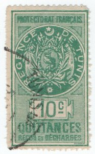 (I.B) France Colonial Revenue : Tunisia Receipt 10c