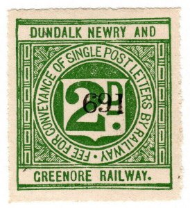 (I.B) Dundalk Newry & Greenore Railway : Letter Stamp 2d