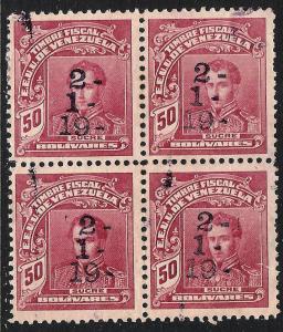 Venezuela 50 Bolivars Revenue 2- 1- 19- overprint 