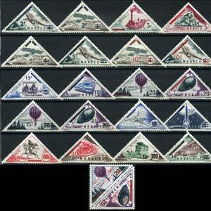 MONACO 1956 - Scott# 371-90+C Trnsprt Set of 22 LH short perf.