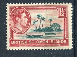 BRITISH SOLOMONS; 1938 early GVI Pictorial issue Mint hinged 1.5d. value