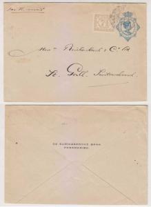 NETHERLANDS SURINAM 1926 PS ENVELOPE H&G B10 Sc 87 PER FR. MAIL TO SWITZERLAND 