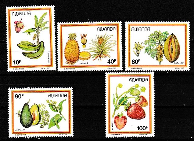 Rwanda 1987 Scott 1287-1291 Fruit MNH