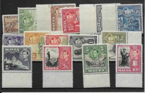 MALTA SG217s/31s 1938 DEFINITVE SET OF 15 PERF SPECIMEN MNH