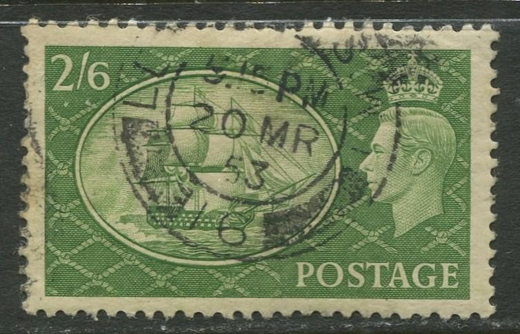 Great Britain -Scott 286 - KGVI - Definitive -1951 - Used - Single  2/6p  Stamp