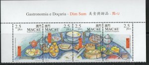 Thematic stamps MACAO 1999 DIM SUM  (food) STRIP OF 4 1122a mint