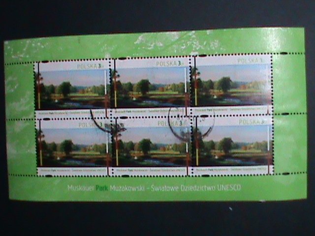 ​POLAND STAMP-BEAUTIFUL  MUSKAUER PARK- POLAND-USED MINI FULL SHEET VERY FINE