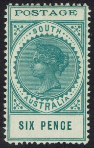 SOUTH AUSTRALIA 1902 QV THIN POSTAGE 6D PERF 12 VALUE 15MM LONG
