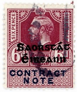 (I.B) George V Revenue : Ireland Contract Note 6d (Free State OP)