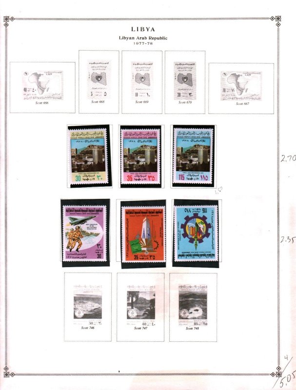 Collection, Libya Part B Scott Pages, 1977/1983, Cat $93, Mint & Used