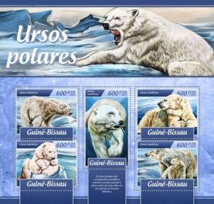 WD04-27-19-Guinea-Bissau - 2017 Polar Bears - 5 Stamp Sheet - GB17105a