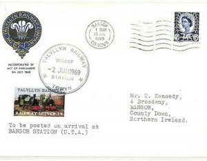 GB WALES REGIONAL 1969 *Talylln Railway* Letter Stamp Cover Bangor Co.Down AJ26 