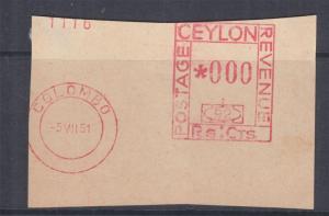 CEYLON, Meter, 1951 Universal, Proof strike on piece, 92, *000