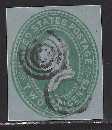 United States Scott # U314, pse cut square envelope, used